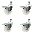 thumbnail image 1 of 4 Inch SS Nylon Wheel Swivel 10mm Threaded Stem Caster Set Total Lock Brake, 1 of 2