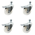 thumbnail image 1 of 4 Inch SS Nylon Wheel Swivel 12mm Threaded Stem Caster Set Total Lock Brake, 1 of 2