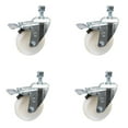 thumbnail image 1 of 4 Inch SS Nylon Wheel Swivel 3/8 Inch Threaded Stem Caster Set Total Lock Brake, 1 of 2