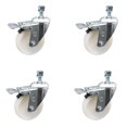 thumbnail image 1 of 4 Inch SS Nylon Wheel Swivel ½ Inch Threaded Stem Caster Set Total Lock Brake, 1 of 2