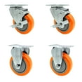 thumbnail image 1 of 4 Inch SS Orange Polyurethane Top Plate Caster Set with 2 Brake 2 Rigid SCC, 1 of 1