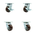thumbnail image 1 of 4 Inch SS Polyurethane Caster Set with Roller Bearings 4 Swivel Lock 2 Brake SCC, 1 of 2
