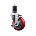 thumbnail image 1 of 4 Inch Red Poly Swivel 1-5/8 Inch Expanding Stem Caster with Brake SCC, 1 of 2