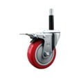 thumbnail image 1 of 4 Inch SS Red Poly Swivel 3/4 Inch Expanding Stem Caster Total Lock Brake SCC, 1 of 2