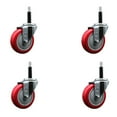 thumbnail image 1 of 4 Inch SS Red Poly Wheel Swivel 3/4 Inch Expanding Stem Caster Set SCC, 1 of 2