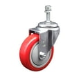 thumbnail image 1 of 4 Inch SS Red Polyurethane Wheel Swivel 10mm Threaded Stem Caster SCC, 1 of 2