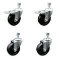 thumbnail image 1 of 4 Inch SS Soft Rubber 12mm Threaded Stem Caster Set 2 Total Lock Brake SCC, 1 of 2