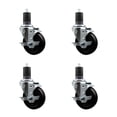 thumbnail image 1 of 4 Inch SS Soft Rubber Swivel 1-5/8 Inch Expanding Stem Caster Set with Brake SCC, 1 of 2