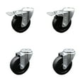 thumbnail image 1 of 4 Inch SS Soft Rubber Swivel Bolt Hole Caster Set with 2 Total Lock Brake SCC, 1 of 2