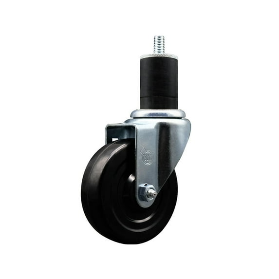 4 Inch SS Soft Rubber Wheel Swivel 1-3/4 Inch Expanding Stem Caster SCC