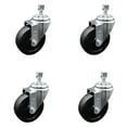 thumbnail image 1 of 4 Inch Soft Rubber Wheel Swivel 10mm Threaded Stem Caster Set Service Caster, 1 of 2