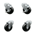 thumbnail image 1 of 4 Inch SS Soft Rubber Wheel Swivel Bolt Hole Caster Set with 2 Brake SCC, 1 of 2