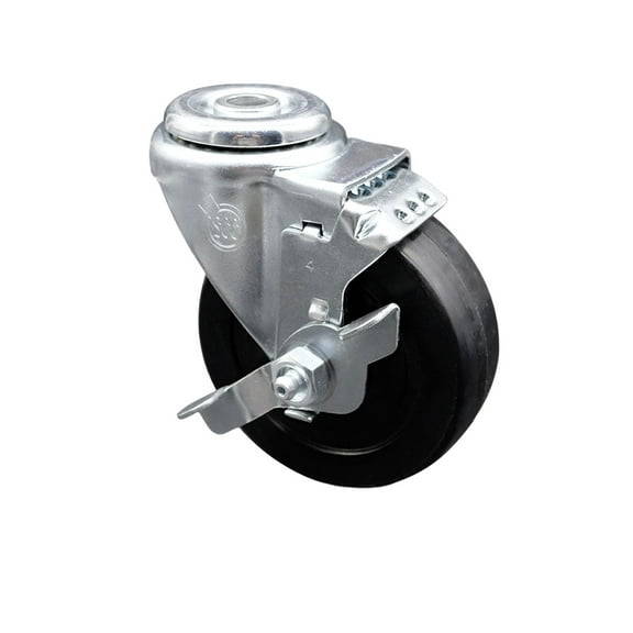 4 Inch SS Soft Rubber Wheel Swivel Bolt Hole Caster with Brake Service Caster