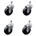 thumbnail image 1 of 4 Inch SS Soft Rubber Wheel Swivel ½ Inch Threaded Stem Caster Set SCC, 1 of 2