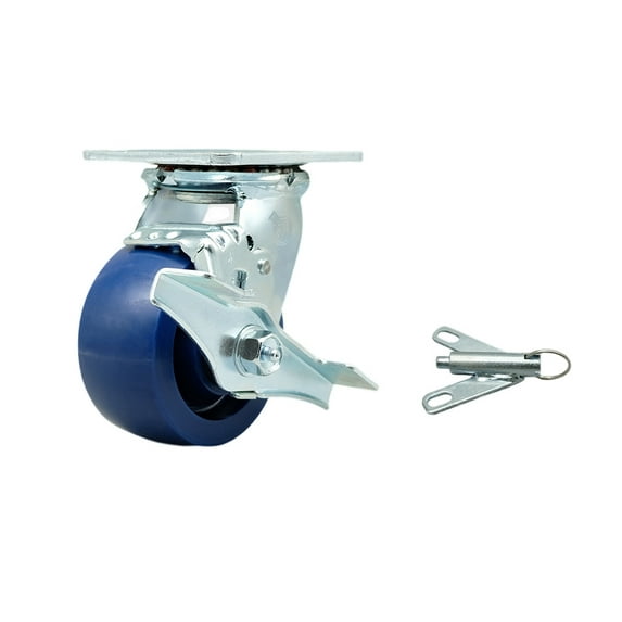4 Inch SS Solid Poly Caster with Ball Bearing and Brake/Swivel Lock SCC