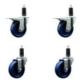 thumbnail image 1 of 4 Inch SS Solid Poly Swivel 1-1/4 Inch Expanding Stem Caster Set 2 Brakes, 1 of 2