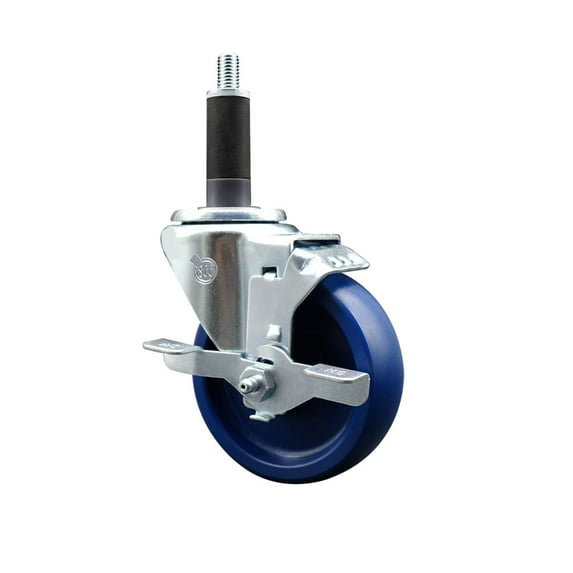 4 Inch SS Solid Poly Swivel 1 Inch Expanding Stem Caster with Brake SCC