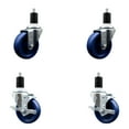 thumbnail image 1 of 4 Inch SS Solid Poly Wheel Swivel 1-1/2 Inch Expanding Stem Caster Set 2 Brakes, 1 of 2