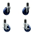 thumbnail image 1 of 4 Inch Solid Poly Wheel Swivel 1-5/8 Inch Expanding Stem Caster Set 2 Brakes SCC, 1 of 2