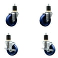 thumbnail image 1 of 4 Inch SS Solid Poly Wheel Swivel 1-7/8 Inch Expanding Stem Caster Set 2 Brakes, 1 of 2