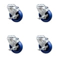 thumbnail image 1 of 4 Inch SS Solid Polyurethane Wheel Swivel Bolt Hole Caster Set with Brake SCC, 1 of 2