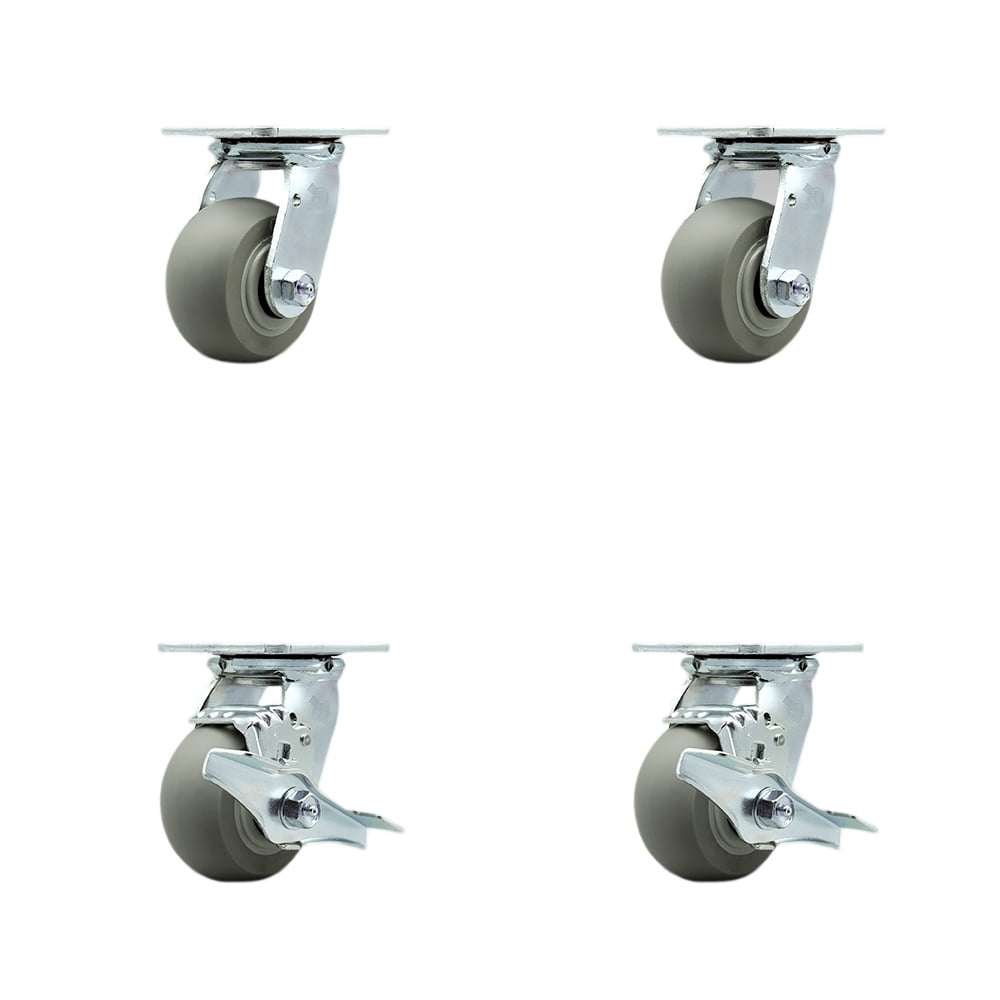 4 Inch SS TPR Donut Tread Swivel Caster Set with Delrin Bearings 2 ...