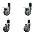 thumbnail image 1 of 4 Inch SS Thermo Rubber Swivel 1-3/4 Inch Expanding Stem Caster Set 2 Brake, 1 of 2