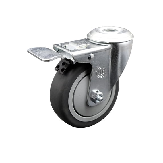 4 Inch SS Thermoplastic Rubber Swivel Bolt Hole Caster with Total Lock Brake SCC