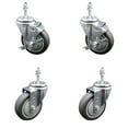 thumbnail image 1 of 4 Inch SS Thermoplastic Rubber Swivel ½ Inch Threaded Stem Caster Set 2 Brakes, 1 of 2