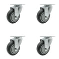 thumbnail image 1 of 4 Inch SS Thermoplastic Rubber Wheel Swivel Top Plate Caster Set Service Caster, 1 of 2