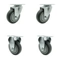 thumbnail image 1 of 4 Inch SS Thermoplastic Rubber Wheel Swivel Top Plate Caster Set with 2 Rigid, 1 of 2