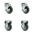 thumbnail image 1 of 4 Inch SS Thermoplastic Rubber Wheel Top Plate Caster Set with 2 Brake 2 Rigid, 1 of 2