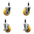 thumbnail image 1 of 4 Inch SS Yellow Poly Wheel Swivel 7/8 Inch Expanding Stem Caster Set 2 Brakes, 1 of 1