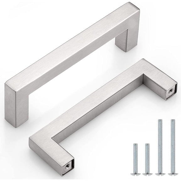 4 Inch Satin Nickel Cabinet Pulls Stainless Steel, 25 Pack Door Cabinet Handles,Drawer Dresser Pull Knobs Kitchen Furniture Hardware for Cupboard Wardrobe,Total Lenght:4-1/2 Inch (114mm)
