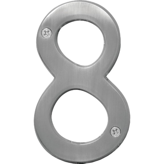 4 Inch Satin Nickel House Number 8 - Premium Address Marker