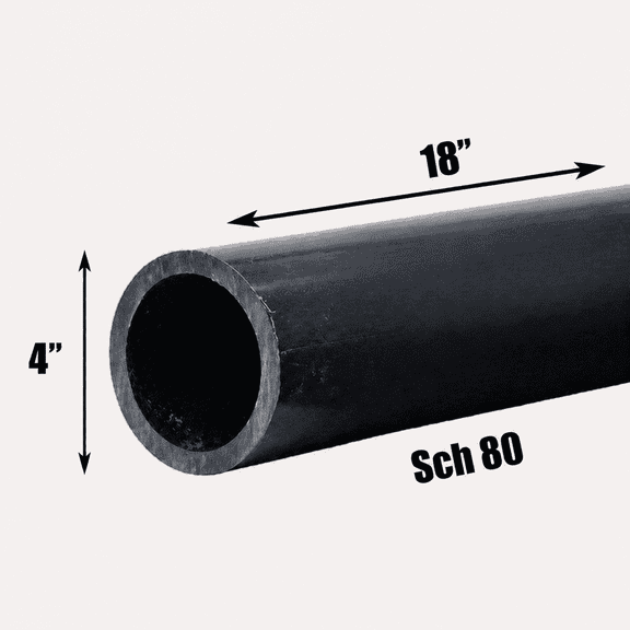 4 Inch Schedule 80 PVC Pipe - Cut to Custom Length (18")