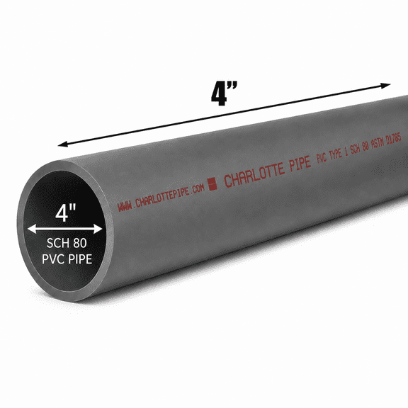 4" Diameter Schedule 80 PVC Pipe, 4" Length