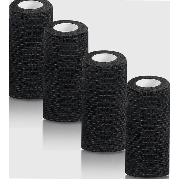 4 Inch Self Adhesive Bandage Wrap, 5 Yards Elastic Vet Wrap Cohesive Bandages, Black