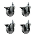 thumbnail image 1 of 4 Inch Semi Steel 10MM Threaded Stem Caster Set with Brake, 1 of 2