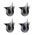 thumbnail image 1 of 4 Inch Semi Steel 3/8 Inch Threaded Stem Caster Set with Brake, 1 of 2