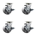thumbnail image 1 of 4 Inch Semi Steel Cast Iron Swivel Caster Set with Bronze Bearings and Brake SCC, 1 of 2