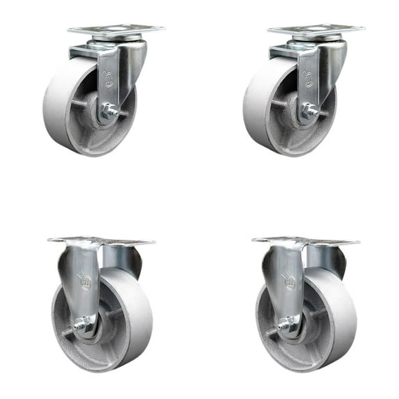 4 Inch Semi Steel Cast Iron Wheel Swivel Top Plate Caster Set with 2 Rigid SCC