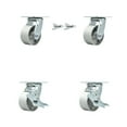 thumbnail image 1 of 4 Inch Semi Steel Caster Set with Ball Bearings 2 Swivel Lock 2 Brake SCC, 1 of 2