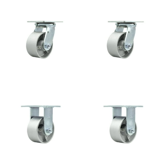 4 Inch Semi Steel Caster Set with Roller Bearings 2 Swivel 2 Rigid SCC