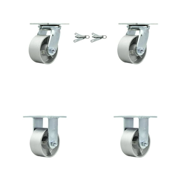 4 Inch Semi Steel Caster Set with Roller Bearings 2 Swivel Lock 2 Rigid SCC