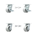 thumbnail image 1 of 4 Inch Semi Steel Caster Set with Roller Bearings 4 Swivel Lock 2 Brake SCC, 1 of 2