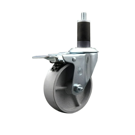 4 Inch Semi Steel Swivel 1-1/4 Inch Expanding Stem Caster Total Lock Brake SCC