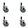 thumbnail image 1 of 4 Inch Semi Steel Swivel 1-1/8 Inch Expanding Stem Caster Set with Brake SCC, 1 of 2