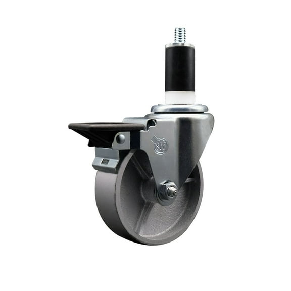 4 Inch Semi Steel Swivel 1-3/8 Inch Expanding Stem Caster with Brake SCC