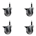 thumbnail image 1 of 4 Inch Semi Steel Swivel 3/4 Inch Expanding Stem Caster Set with Brake SCC, 1 of 2